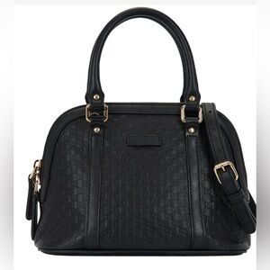Gucci Bree Microguccissima Dome Crossbody Bag Black Leather